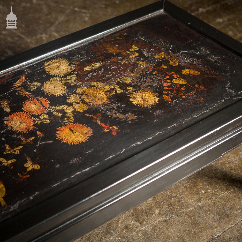 Pair of Vintage Hand Painted Chinese Lacquered Coffee Tables