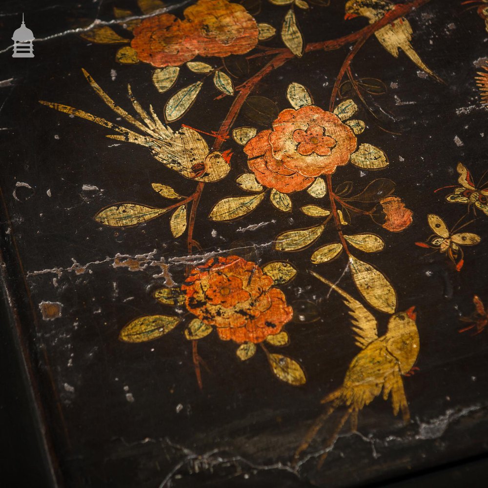 Pair of Vintage Hand Painted Chinese Lacquered Coffee Tables