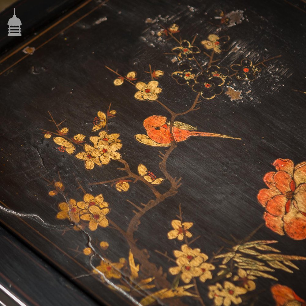 Pair of Vintage Hand Painted Chinese Lacquered Coffee Tables