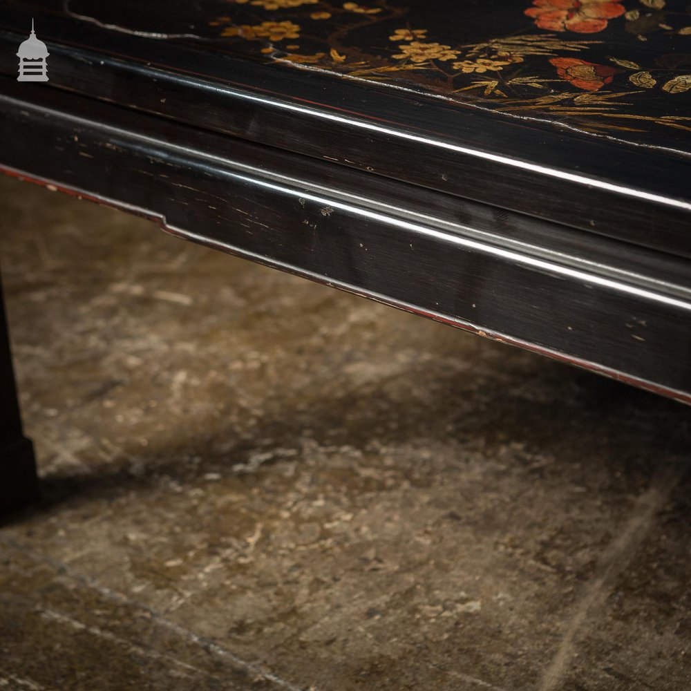 Pair of Vintage Hand Painted Chinese Lacquered Coffee Tables