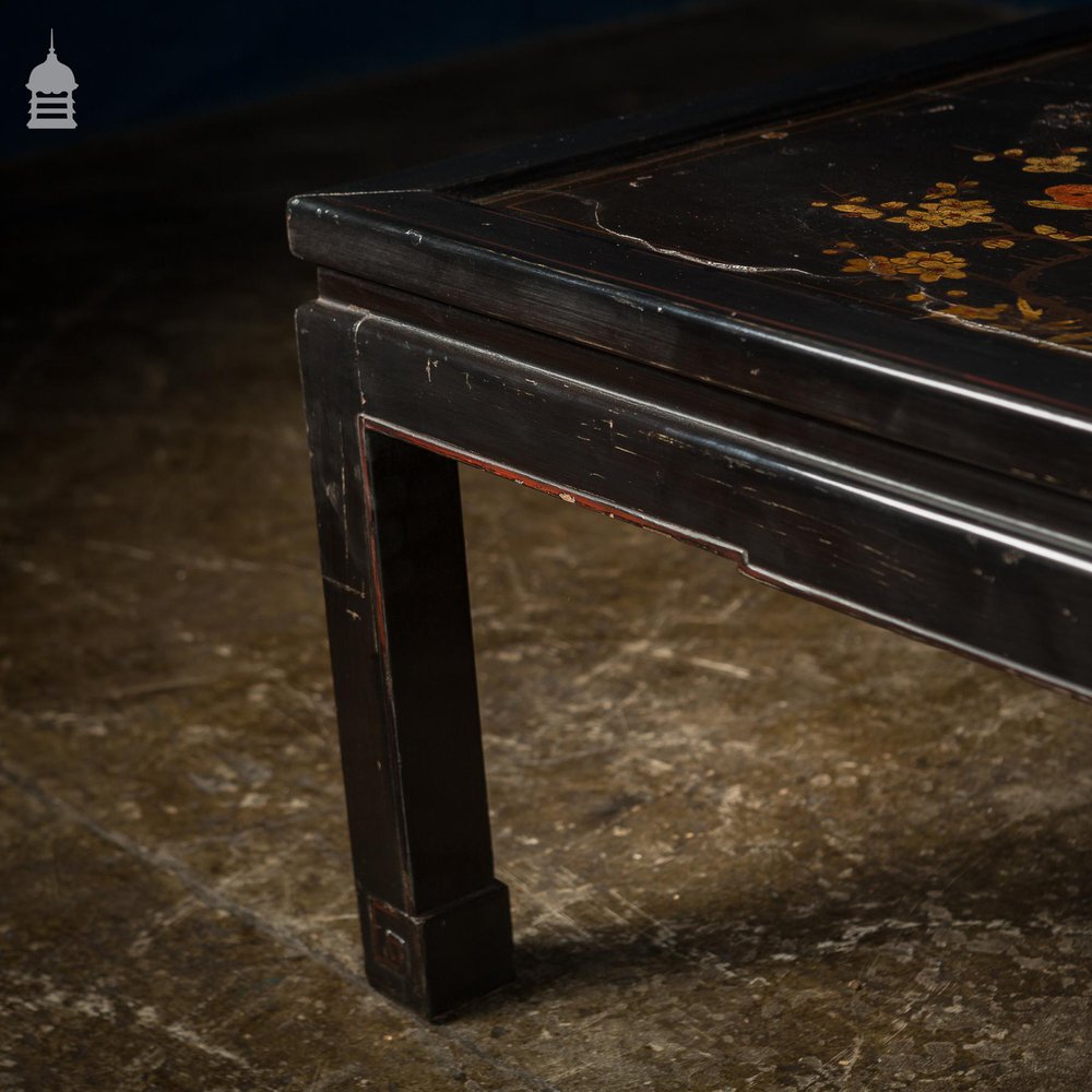 Pair of Vintage Hand Painted Chinese Lacquered Coffee Tables