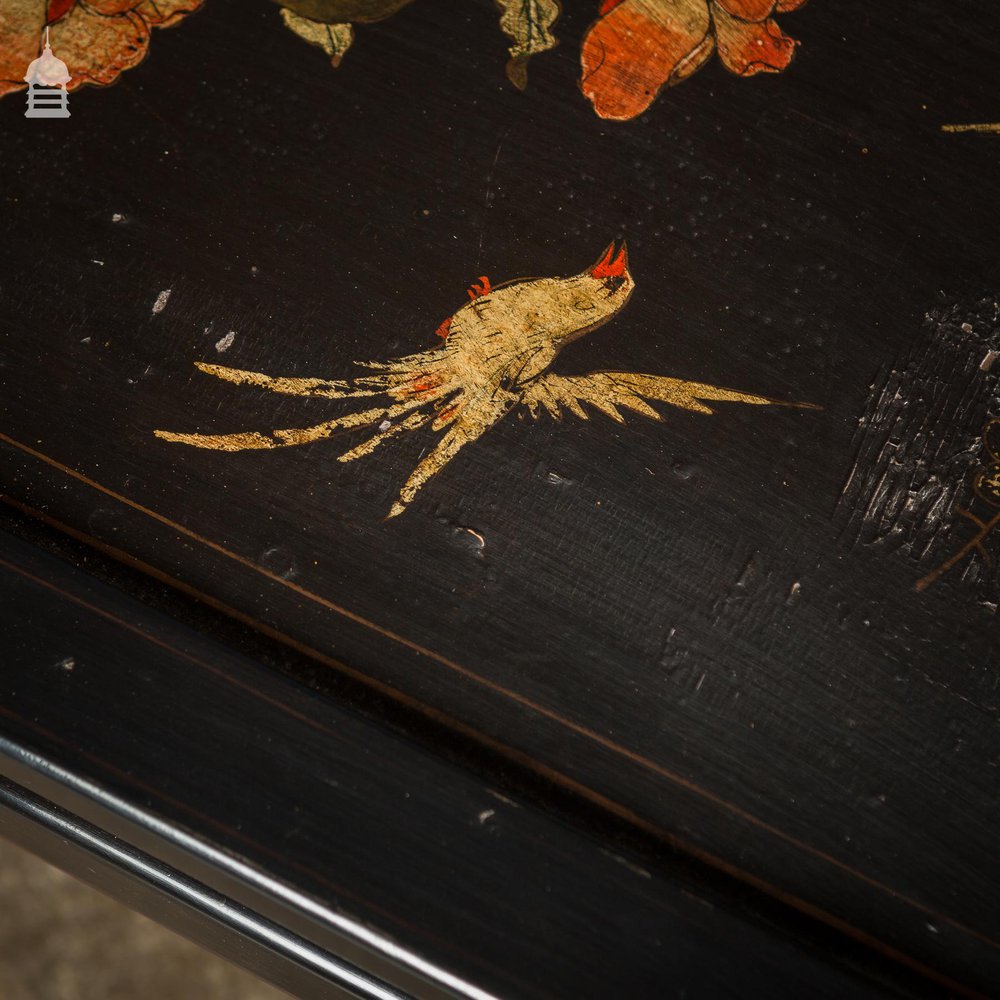 Pair of Vintage Hand Painted Chinese Lacquered Coffee Tables