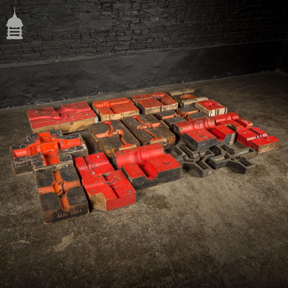 Collection of 18 Red and Black Industrial Factory Moulds