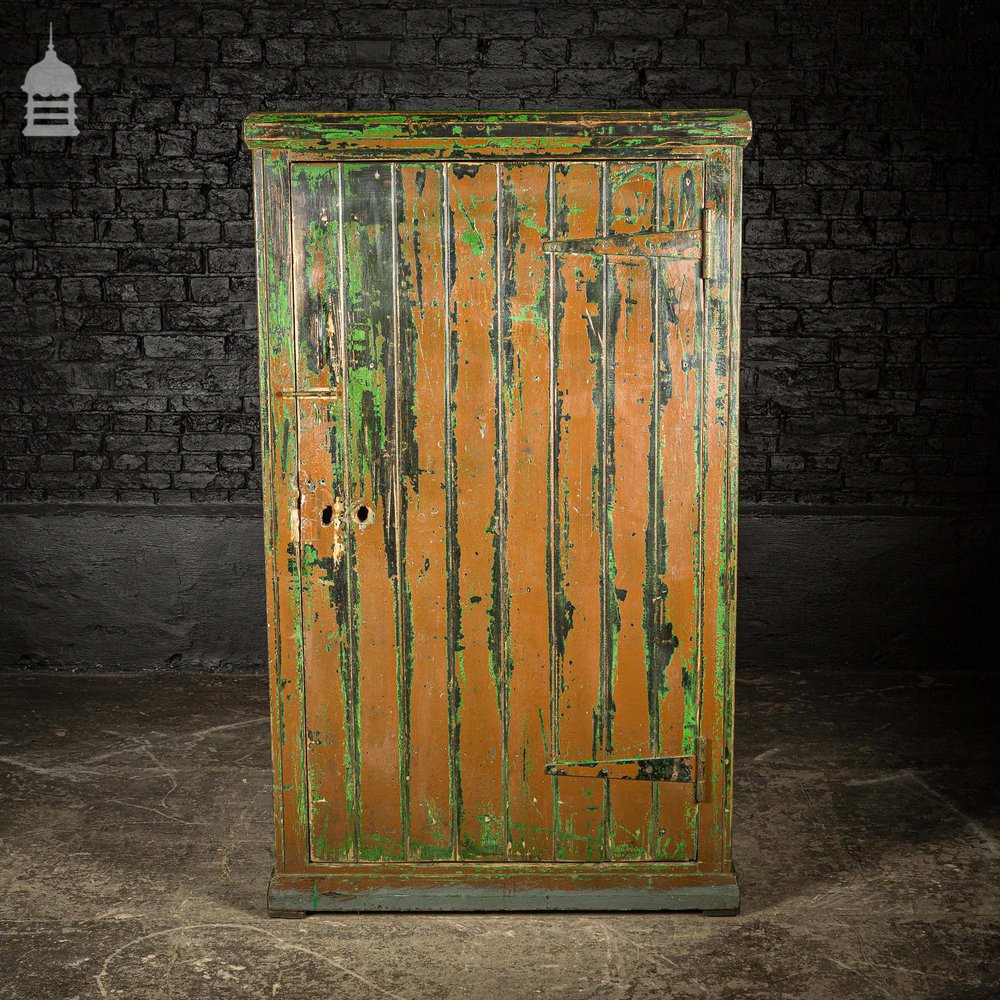 Pine Industrial Cabinet Cupboard with Distressed Painted Finish