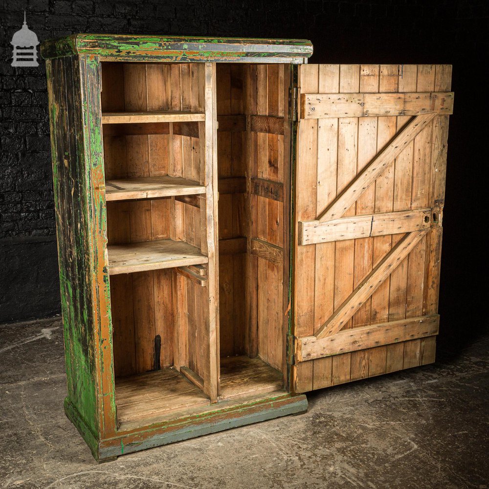 Pine Industrial Cabinet Cupboard with Distressed Painted Finish