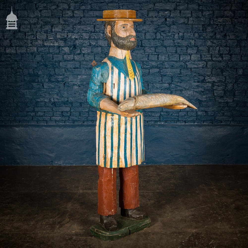 Victorian Carved Timber Fishmonger Shop Figure