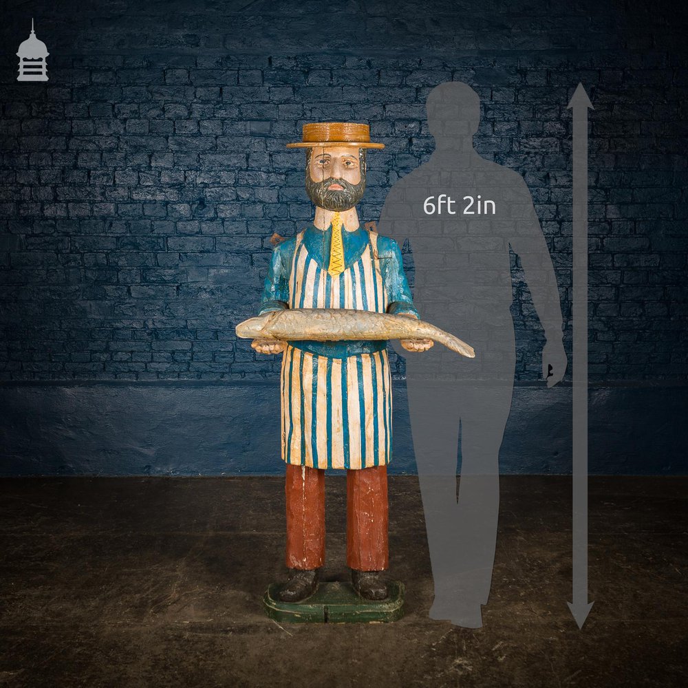 Victorian Carved Timber Fishmonger Shop Figure