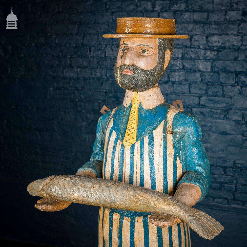 Victorian Carved Timber Fishmonger Shop Figure