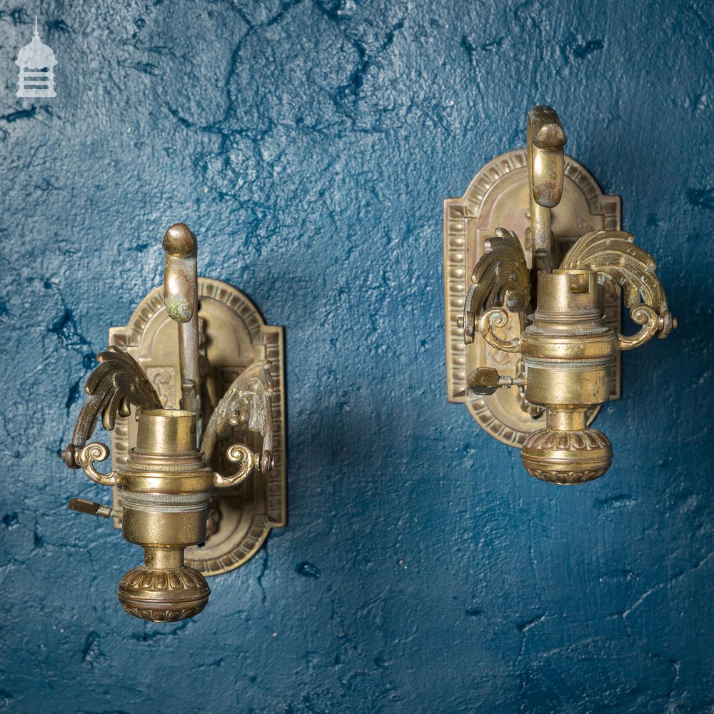 Pair of Brass Phoenix Wall Light Fittings