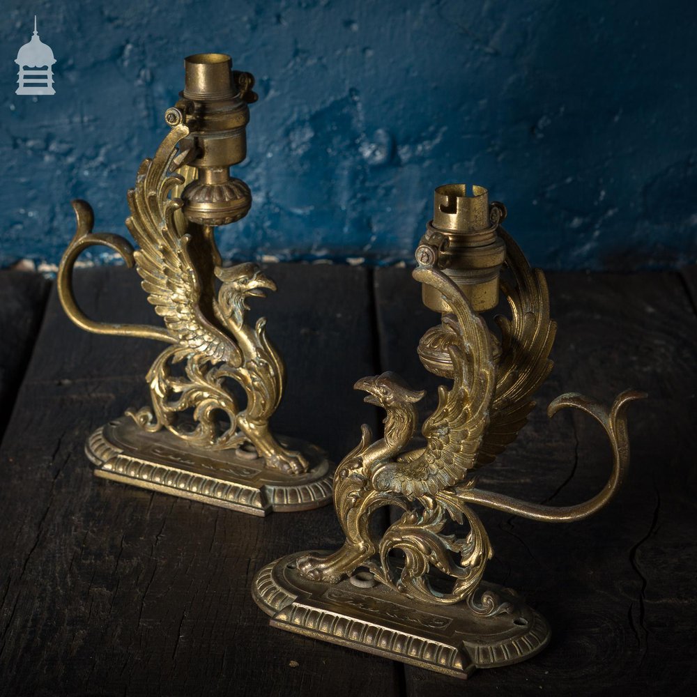 Pair of Brass Phoenix Wall Light Fittings