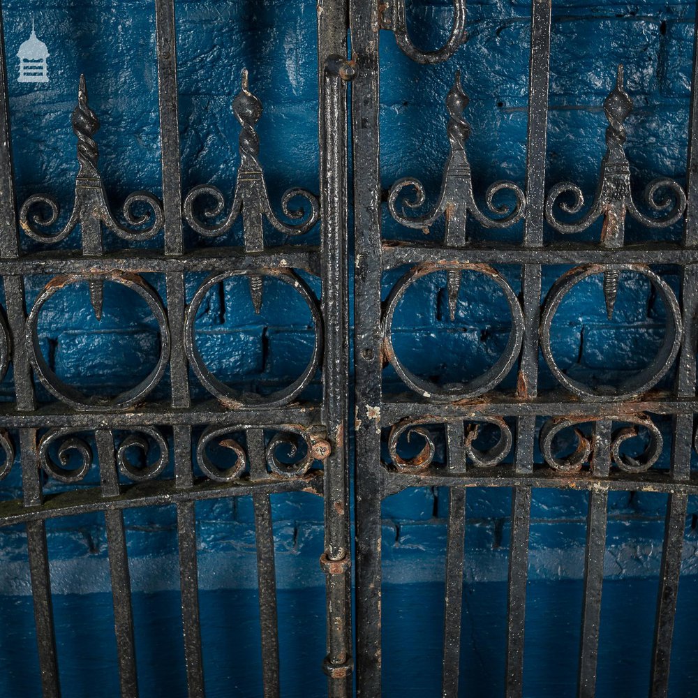 Pair of 19th C Wrought Iron Ornate Gates With Scroll Design