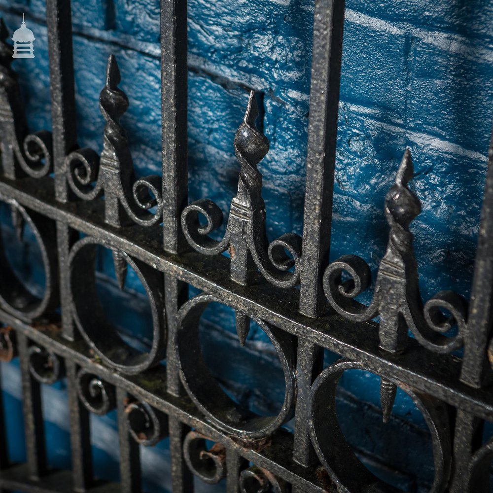 Pair of 19th C Wrought Iron Ornate Gates With Scroll Design