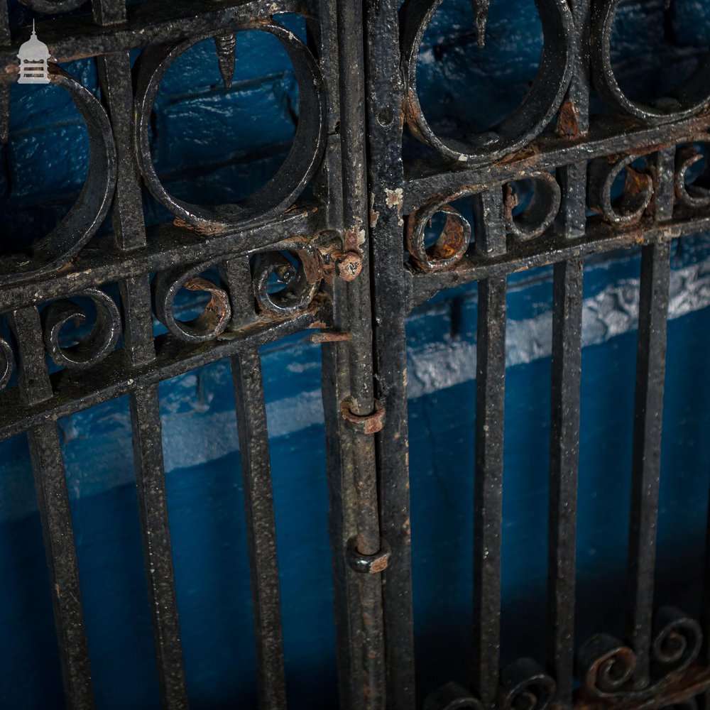 Pair of 19th C Wrought Iron Ornate Gates With Scroll Design