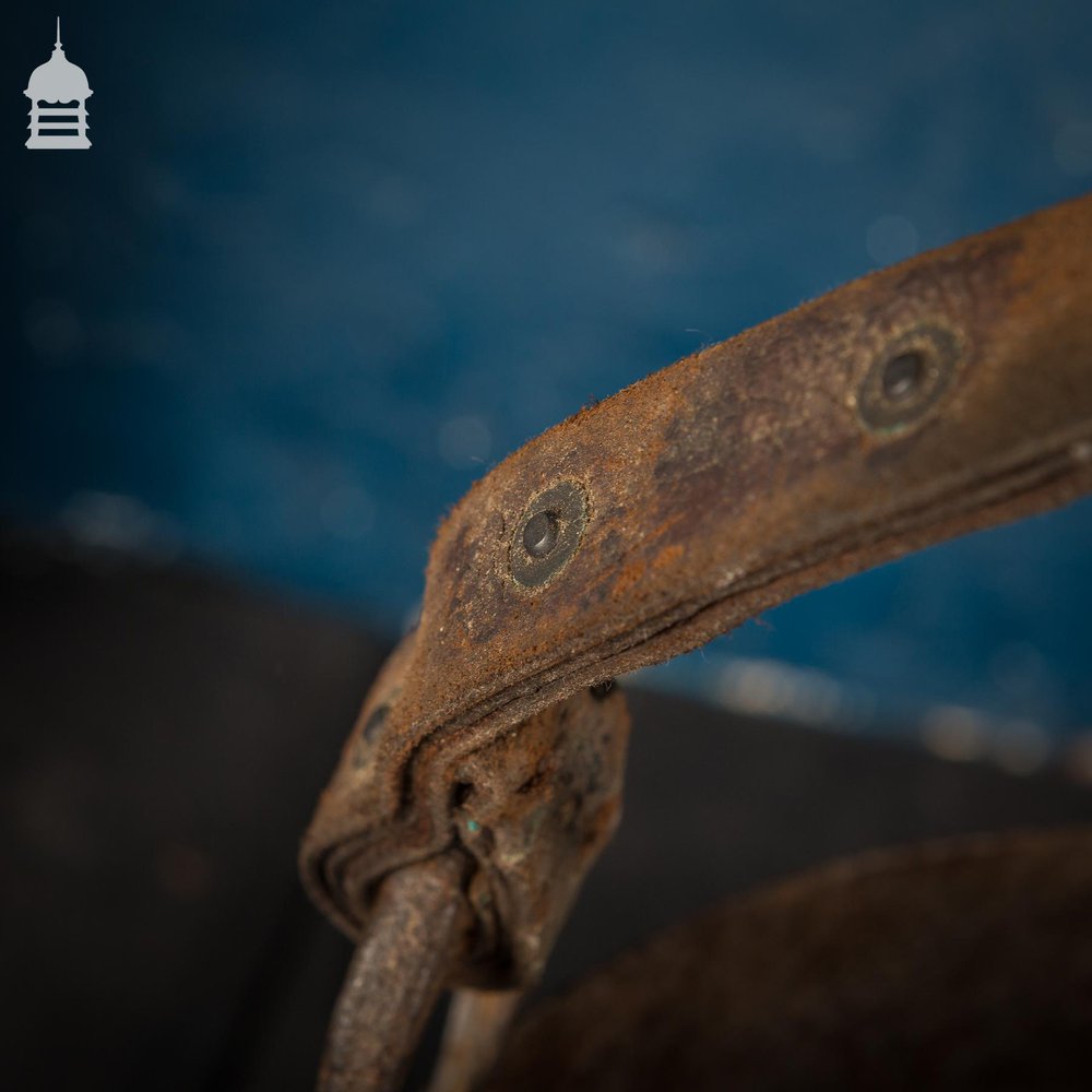 NR45021: 18th C Riveted Metal Bucket with Leather Strap Handle