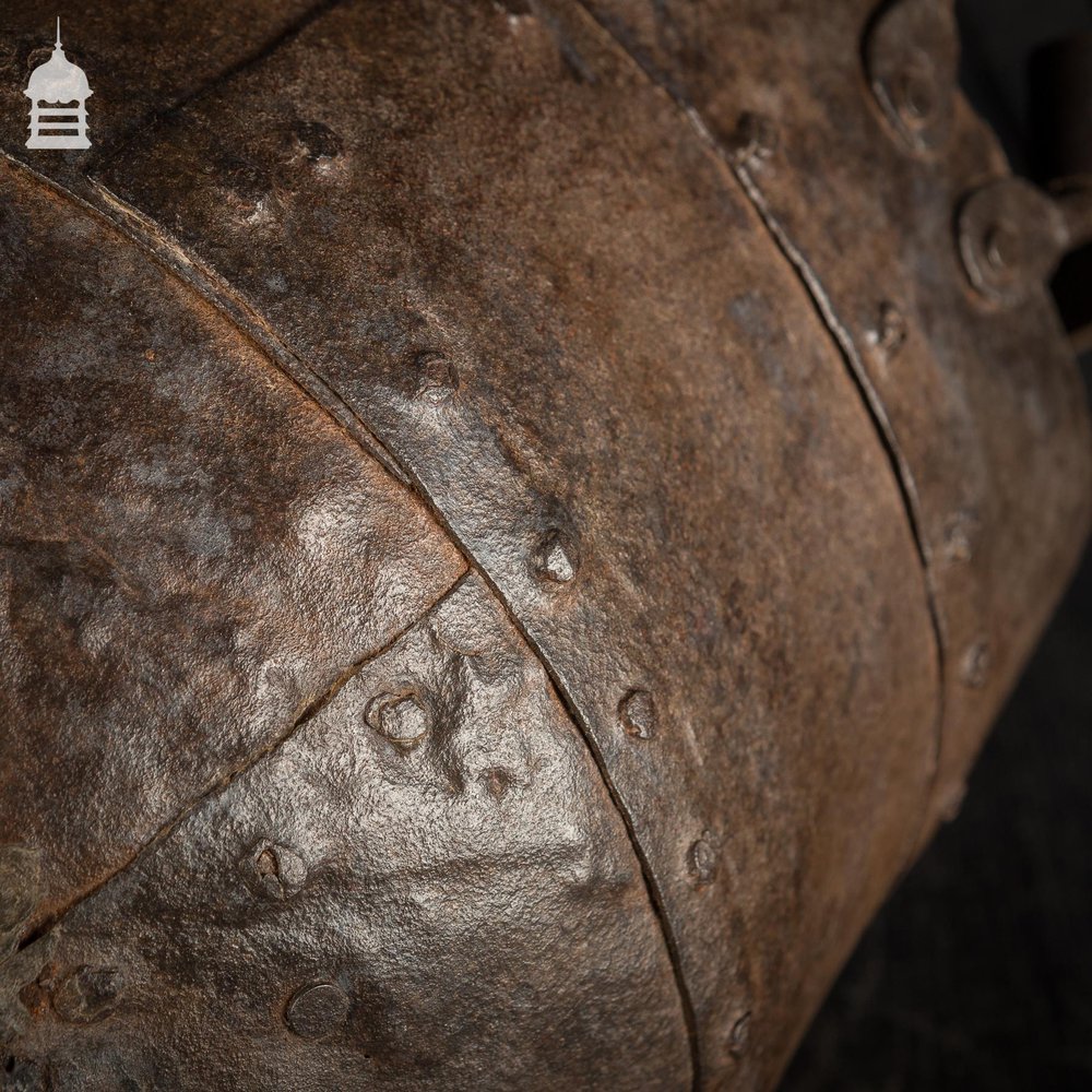 NR45021: 18th C Riveted Metal Bucket with Leather Strap Handle