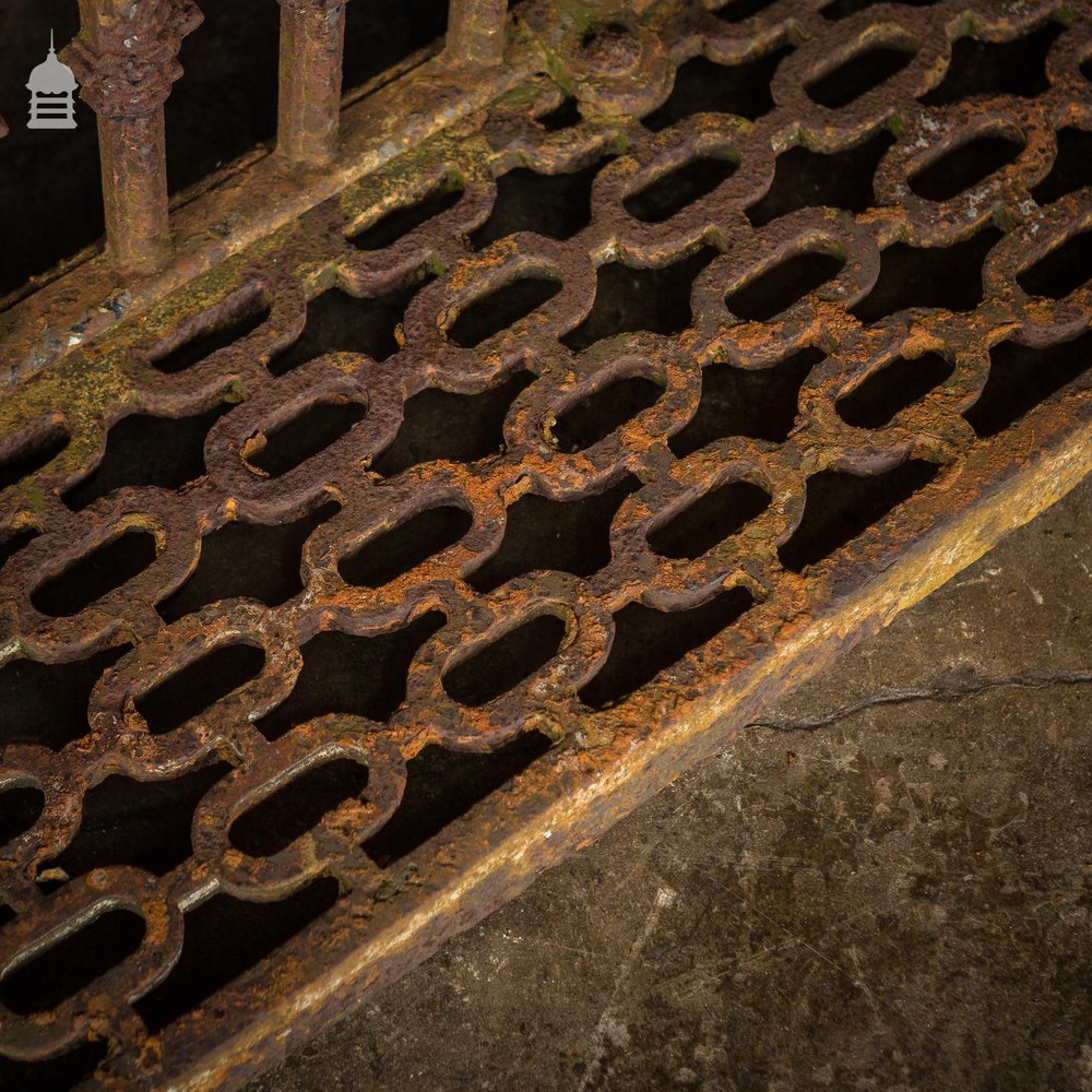 Pair of 19th C Ornate Cast Iron Gothic Cellar Grates