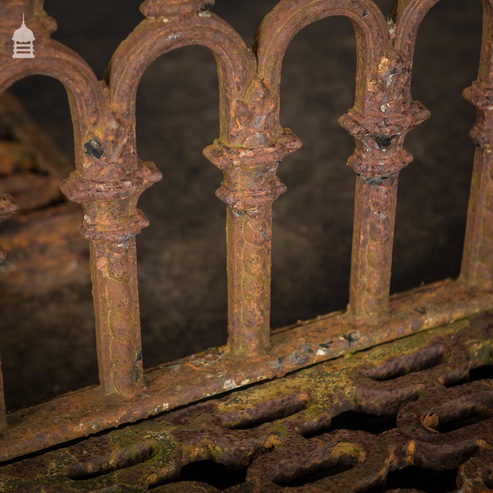 Pair of 19th C Ornate Cast Iron Gothic Cellar Grates