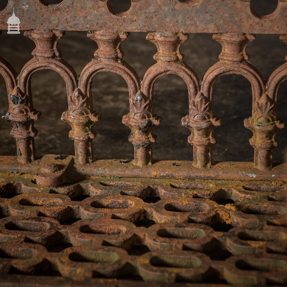 Pair of 19th C Ornate Cast Iron Gothic Cellar Grates