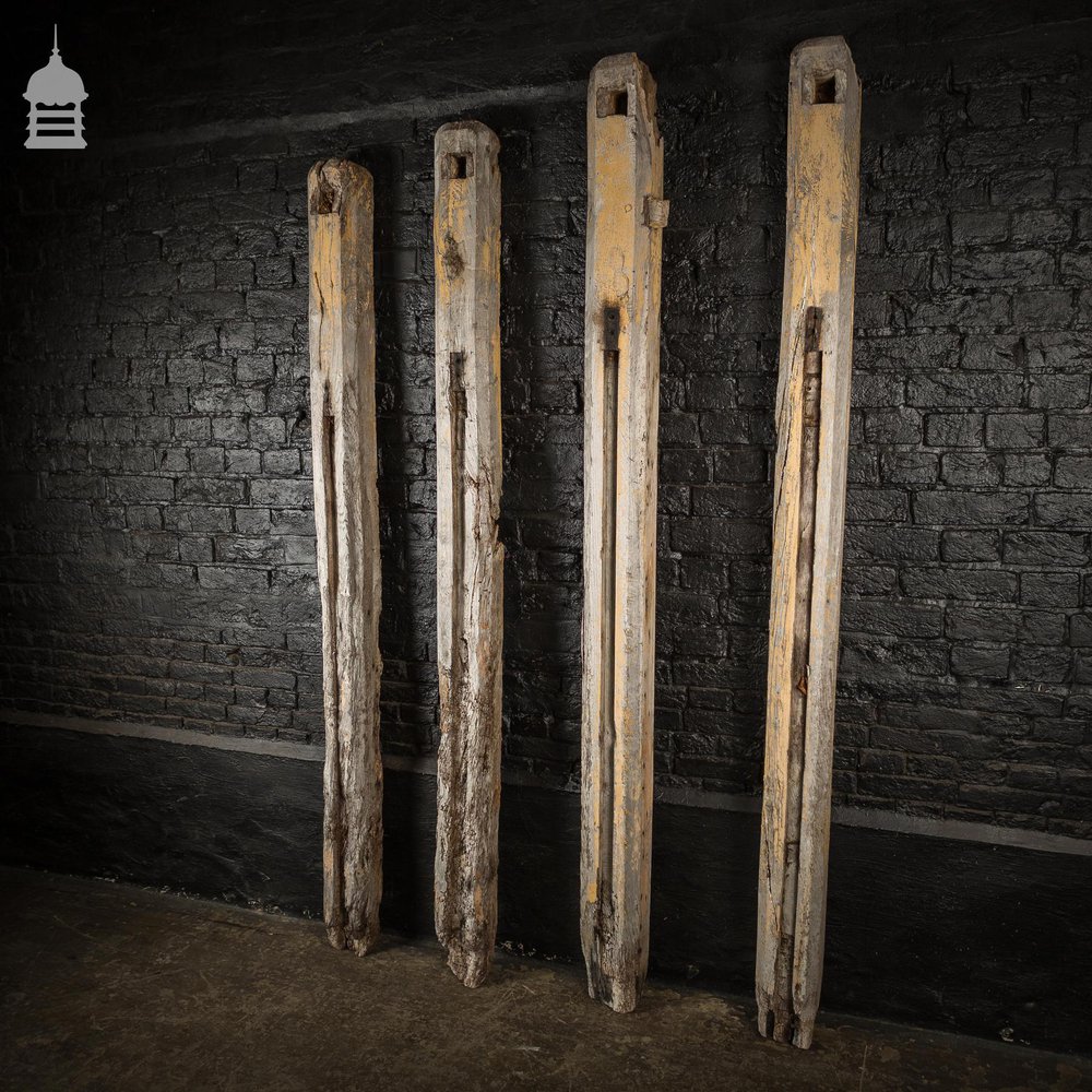 Set of Four 18th C Oak Stable Block Posts