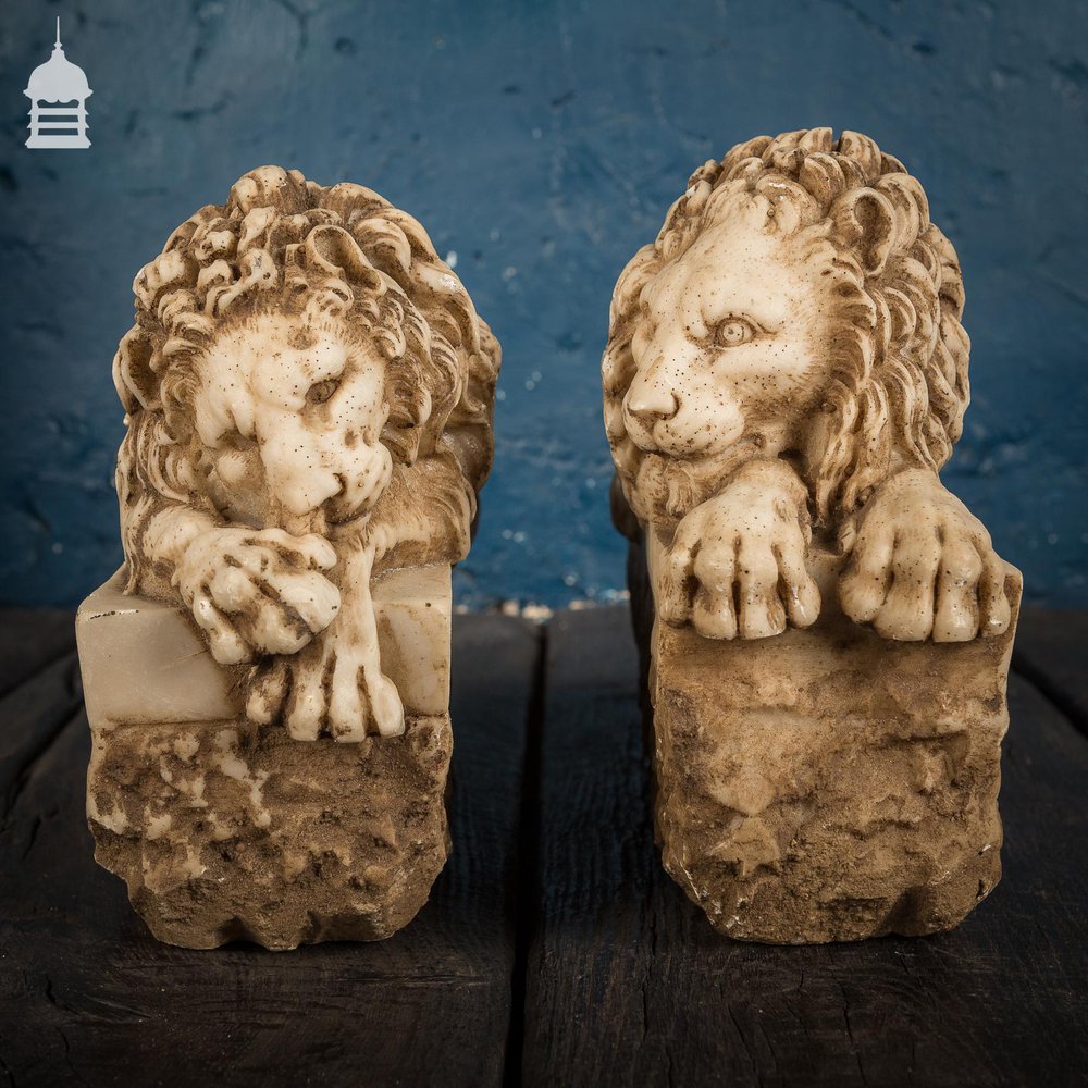 NR45721: Pair of Georgian Marble Chatsworth Lions