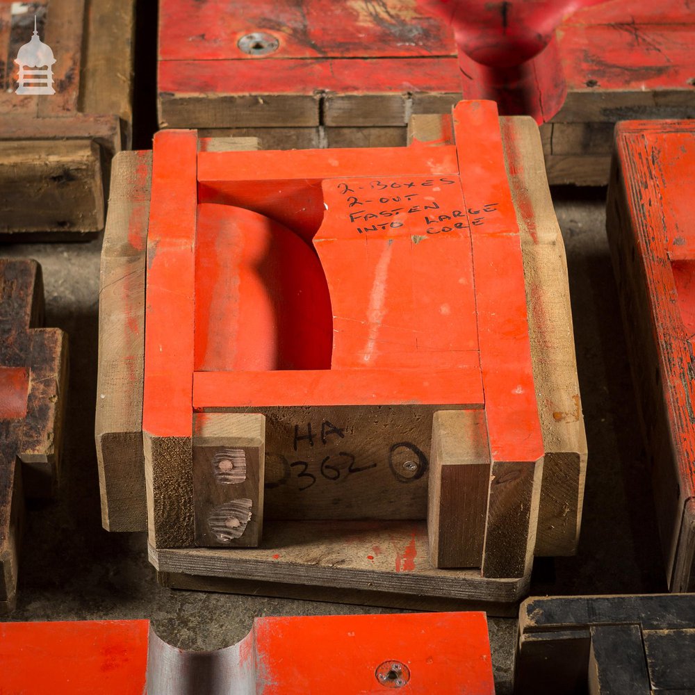 Collection of 28 Red and Black Industrial Foundry Factory Moulds