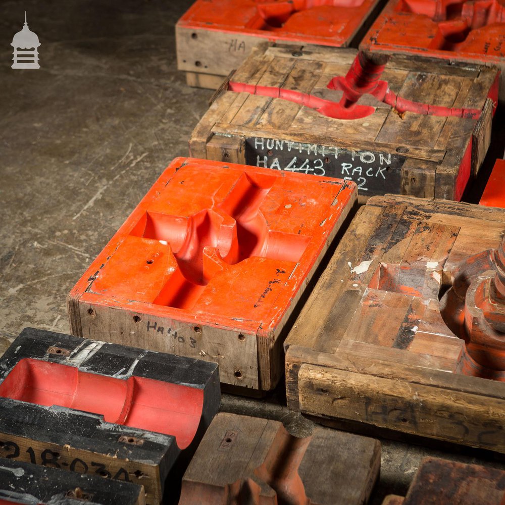 Collection of 28 Red and Black Industrial Foundry Factory Moulds