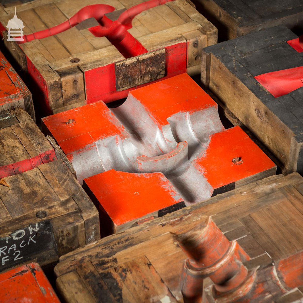 Collection of 28 Red and Black Industrial Foundry Factory Moulds