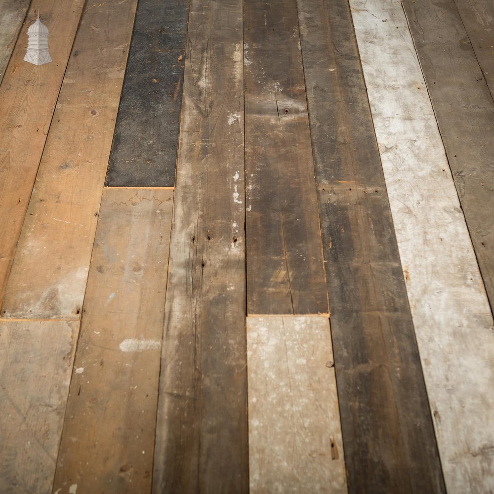 NR46521: Batch of 22 Square Metres of 6.5 Inch Wide 19th C Pine Floorboards