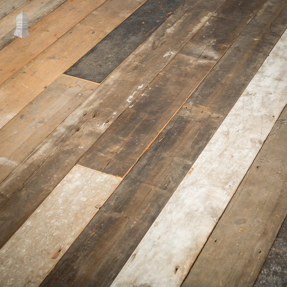 NR46521: Batch of 22 Square Metres of 6.5 Inch Wide 19th C Pine Floorboards