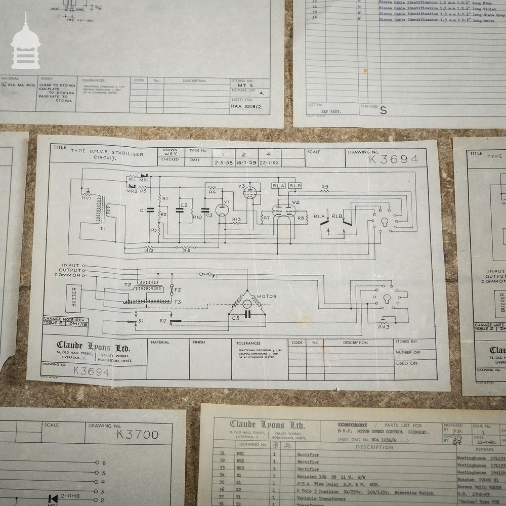 Large Collection of 180+ Vintage Industrial Drawings Schematics Papers