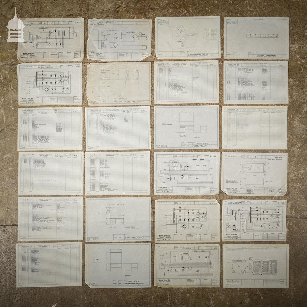 Large Collection of 180+ Vintage Industrial Drawings Schematics Papers