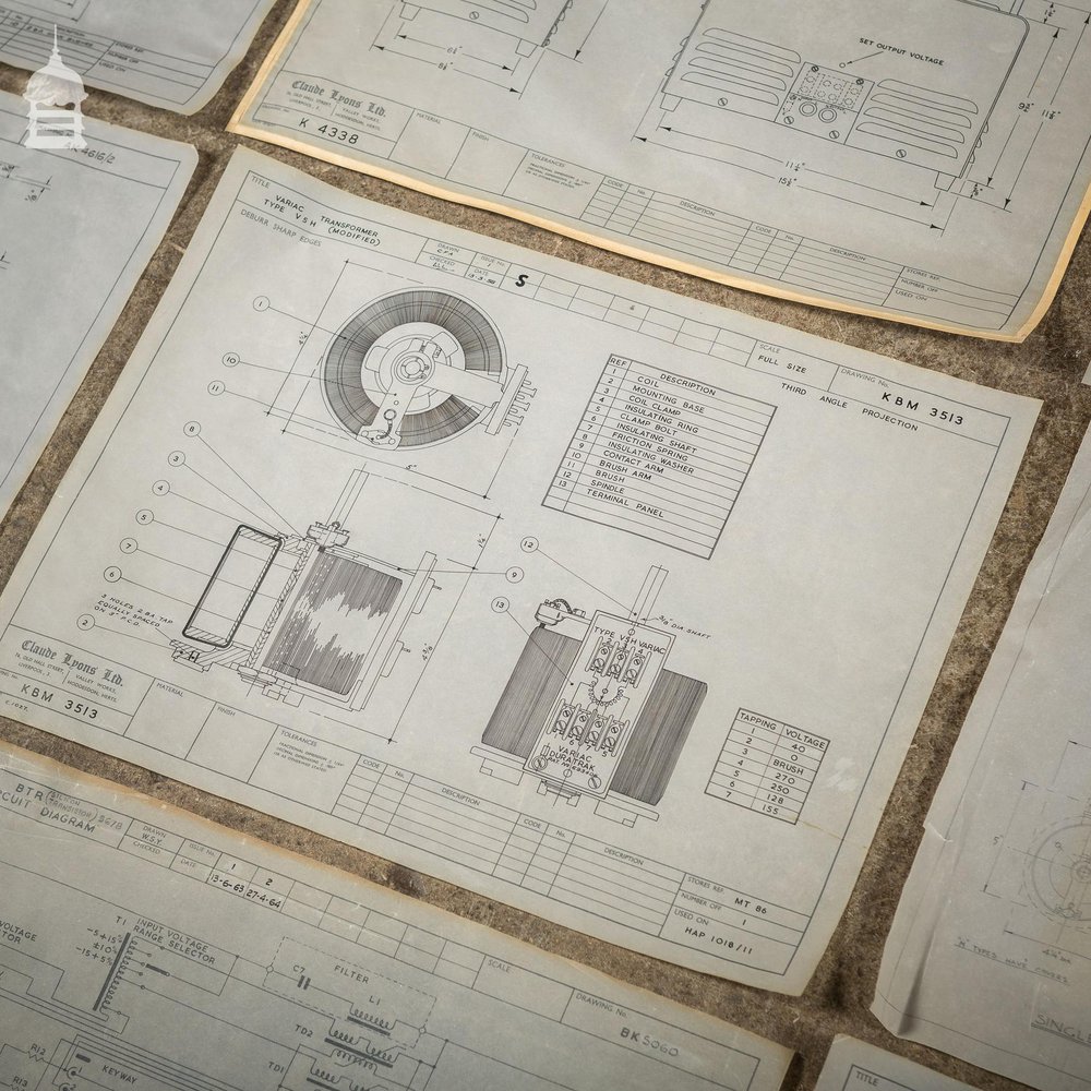 Large Collection of 180+ Vintage Industrial Drawings Schematics Papers