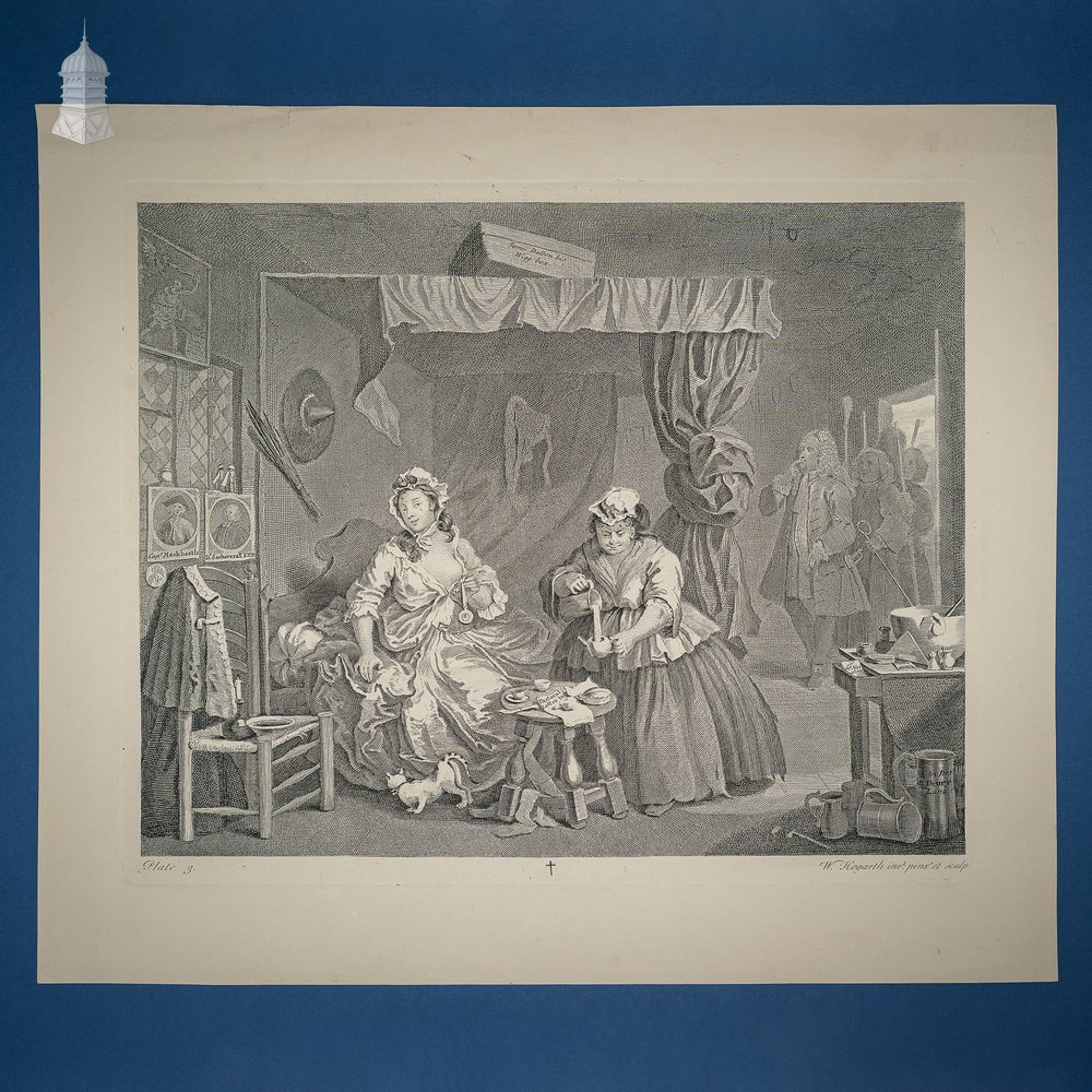 ‘A Harlots Progress’ Series of 6 Original 18th C Engravings by William Hogarth dated 1732