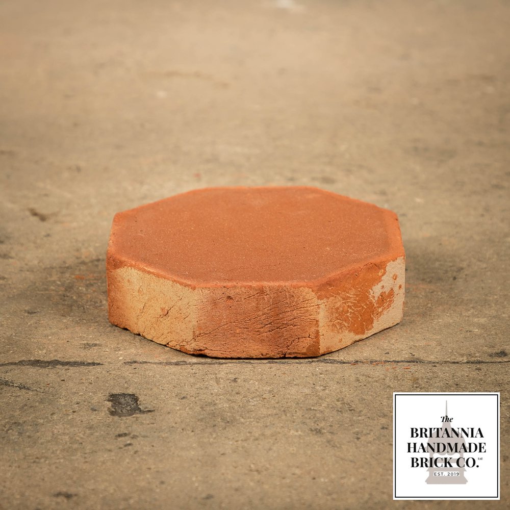 Octagonal Red Floor Brick, Handmade 6”