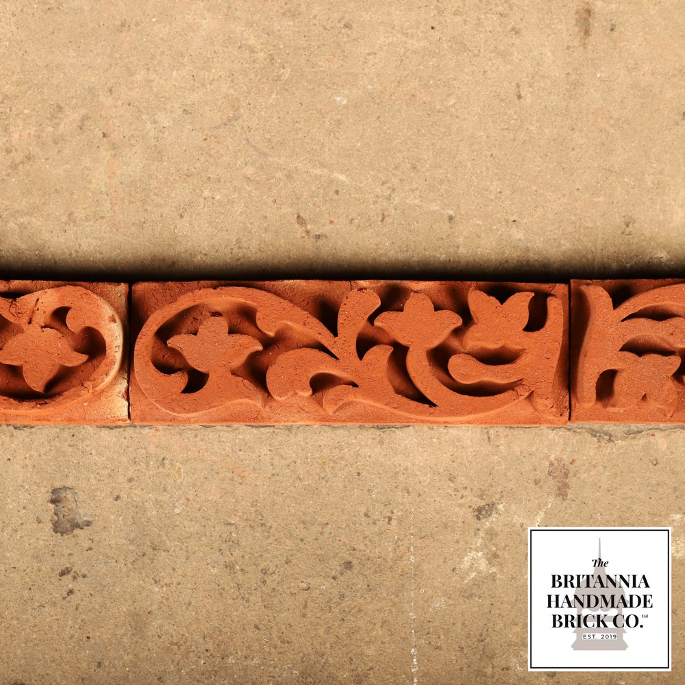 Floral Border, Decorative Handmade Red Brick