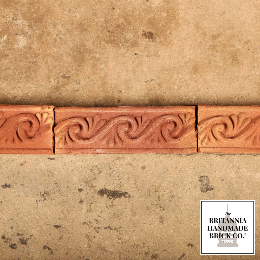 Art Nouveau Border String, Decorative Handmade Red Brick