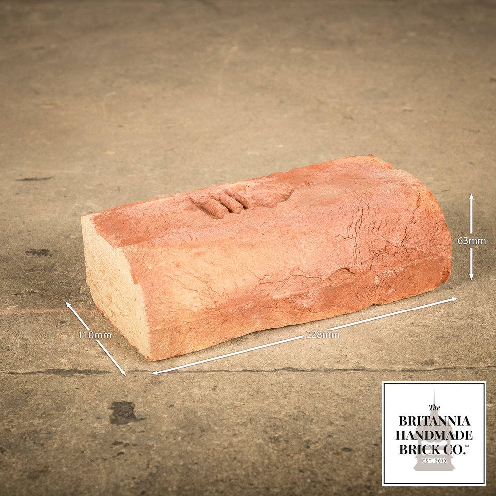 2 1/2” Bullnose Stretcher, Handmade Period Style Red Brick