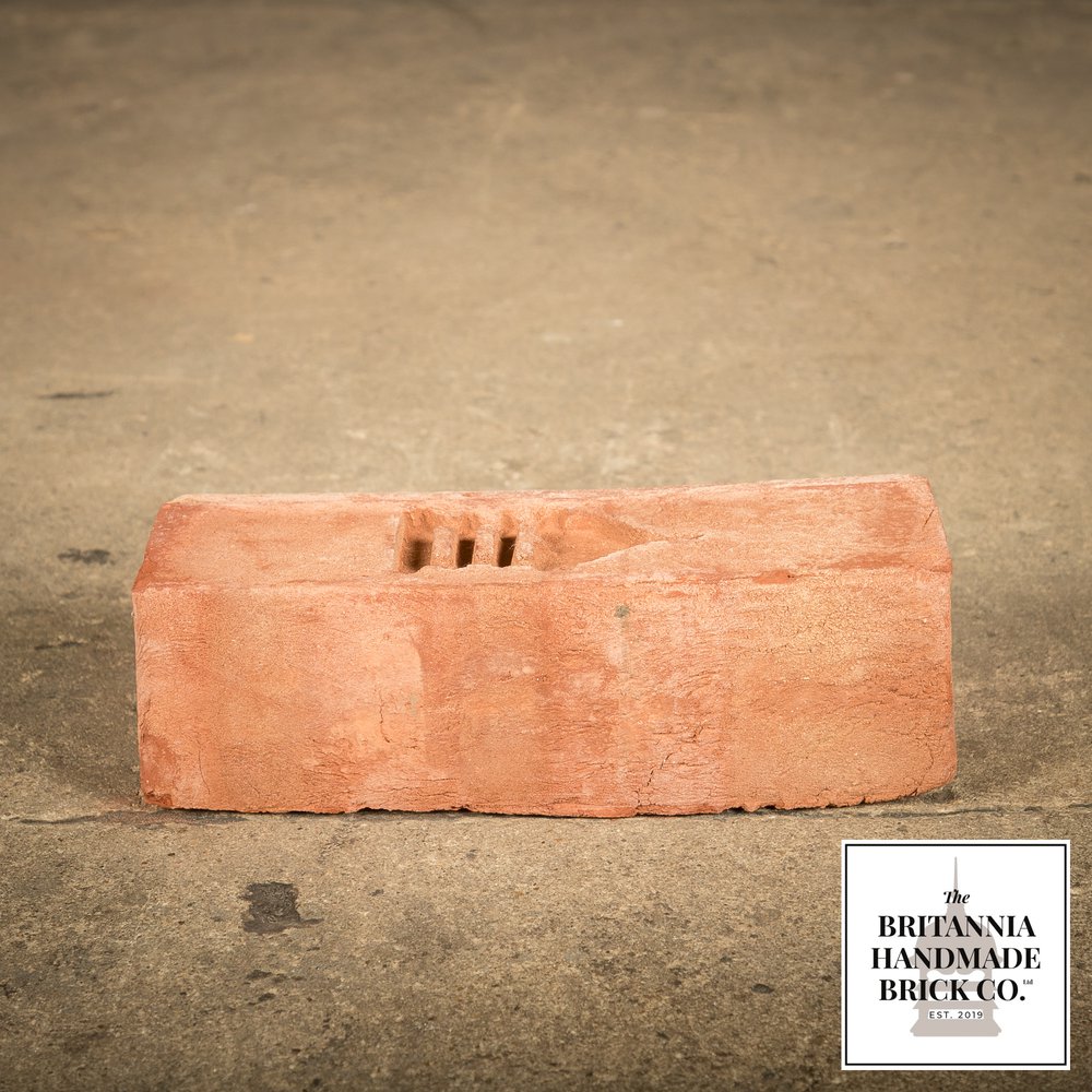 2 5/8” Bullnose Stretcher, Handmade Period Style Red Brick