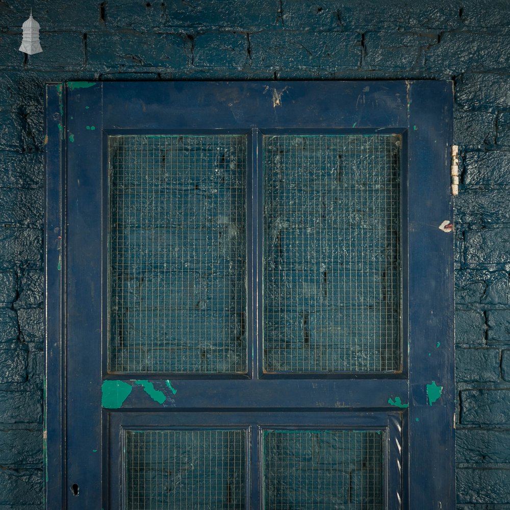 Half Glazed Door, Painted Pitch Pine Fitted with Wired Safety Glass