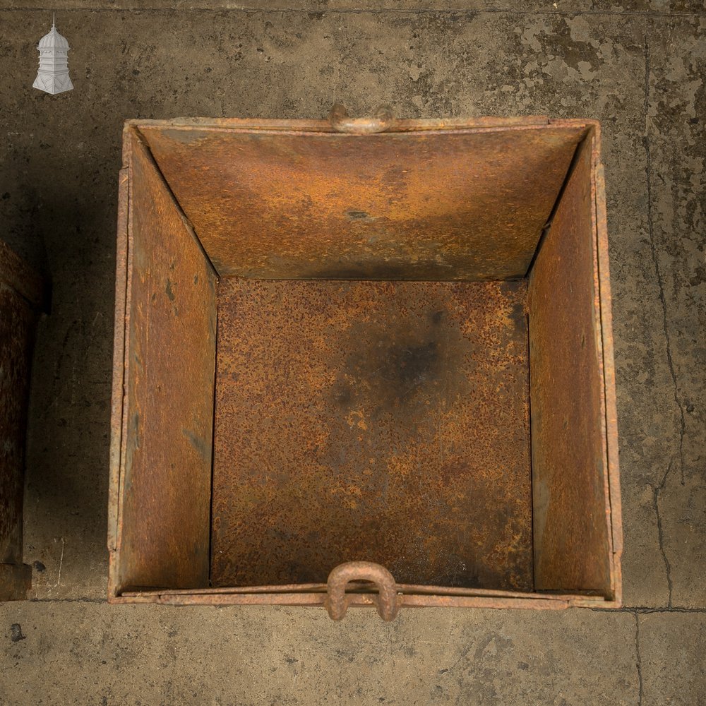 Workshop Bin Planters, Vintage Industrial Steel Parts Bins, Pair