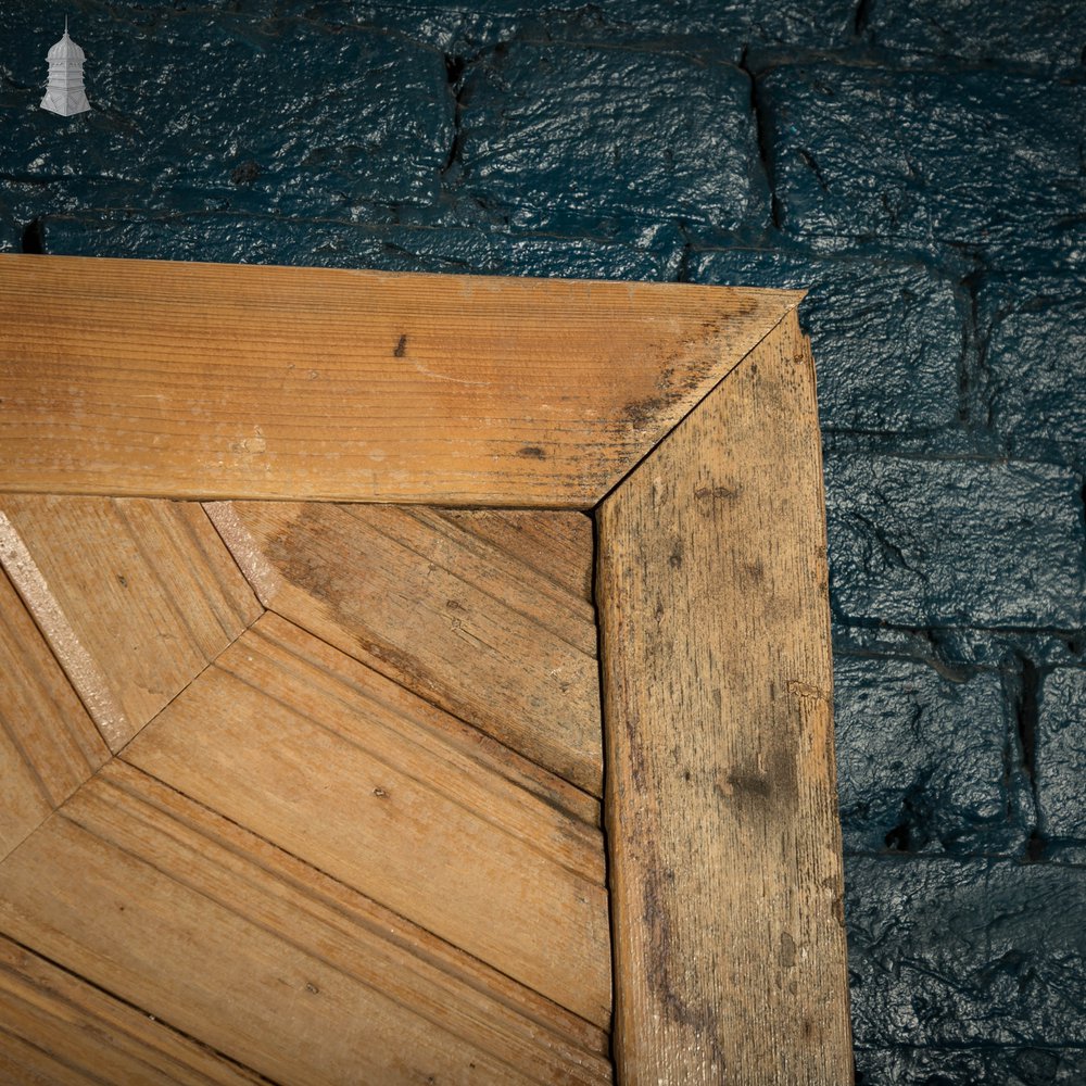 Geometric Glazed Door, 19th C Moulded Pine, with Frosted Glazing