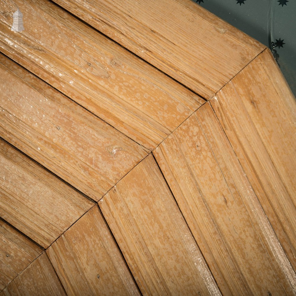 Geometric Glazed Door, 19th C Moulded Pine, with Frosted Glazing