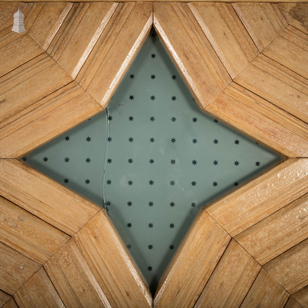 Geometric Glazed Door, 19th C Moulded Pine, with Frosted Glazing