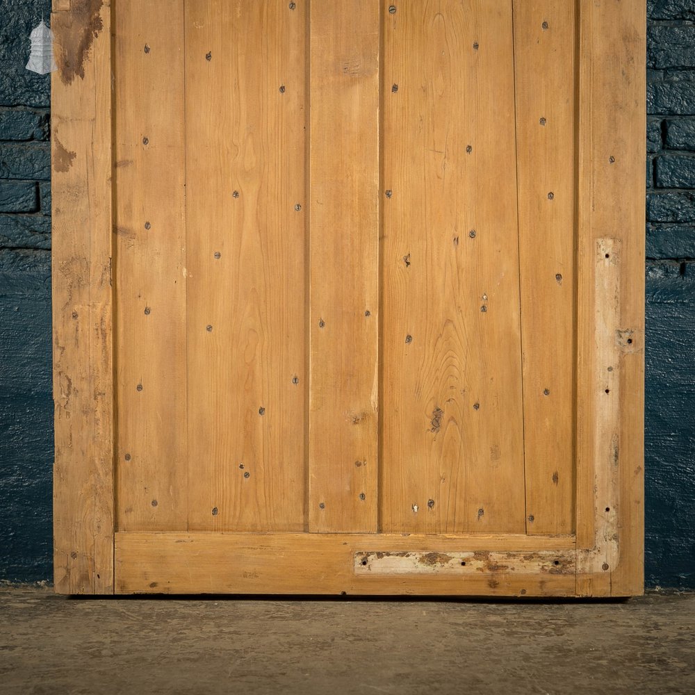 Geometric Glazed Door, 19th C Moulded Pine, with Frosted Glazing