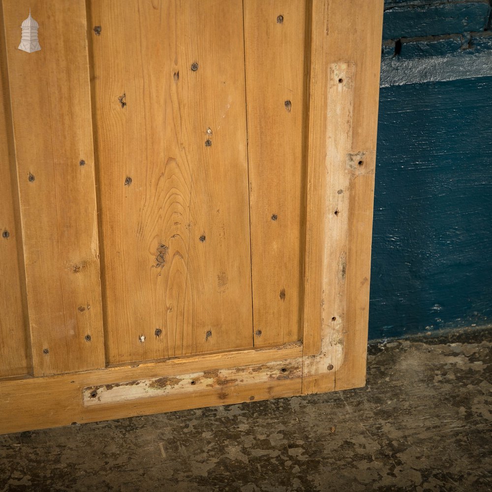 Geometric Glazed Door, 19th C Moulded Pine, with Frosted Glazing