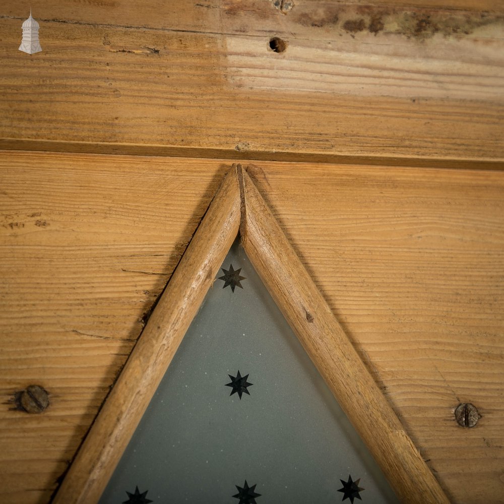 Geometric Glazed Door, 19th C Moulded Pine, with Frosted Glazing