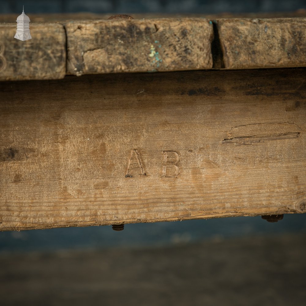 Industrial Workbench Table, Vintage Workshop Trestle Coffee Table