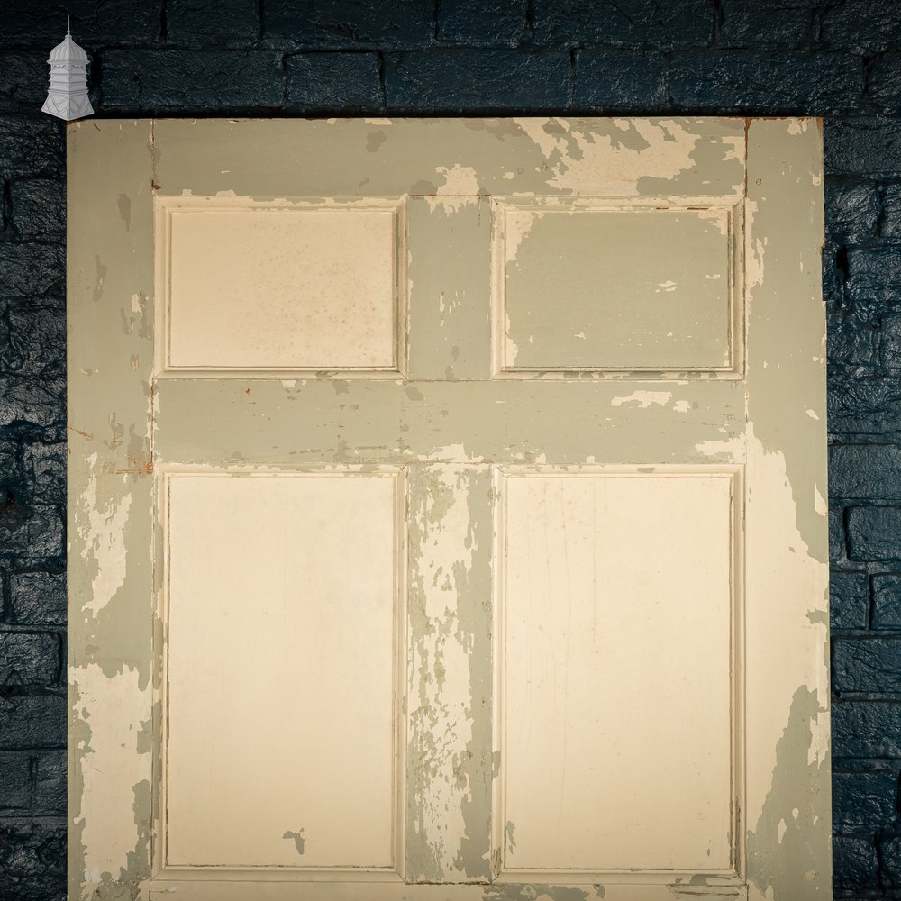 Six Panel Door, White and Green Distressed Paint