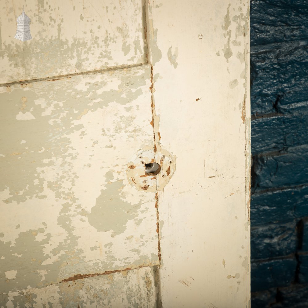 Six Panel Door, White and Green Distressed Paint