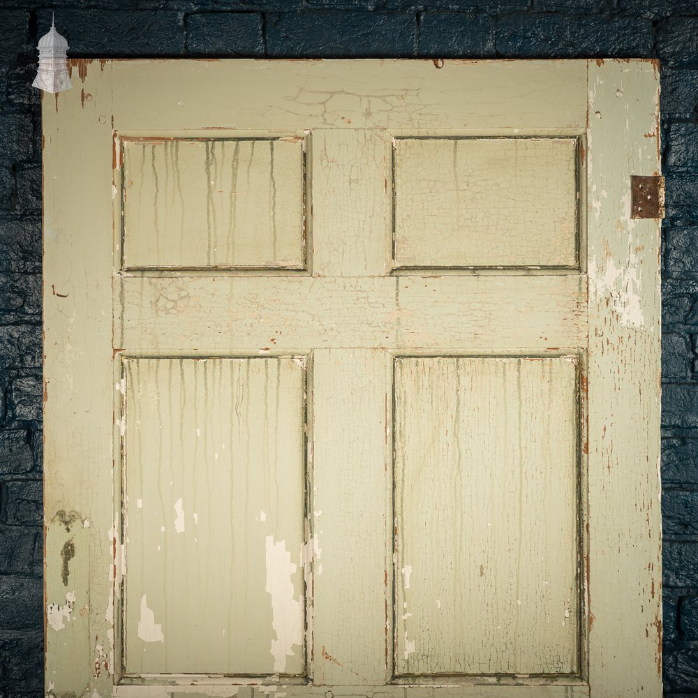 Six Panel Door, Green and White Distressed Paint